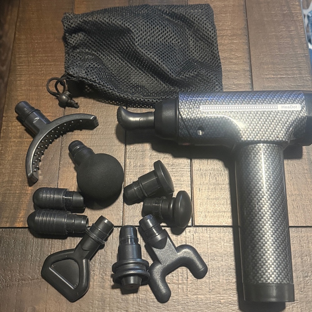 Black Massage Gun with Attachments